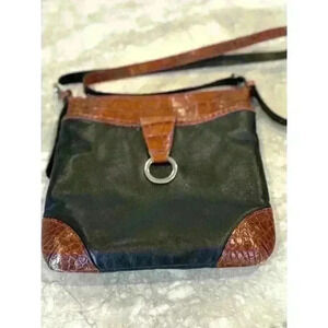 Jack Georges Hornback Croco Serena Crossbody Bag Black /Brown Purse